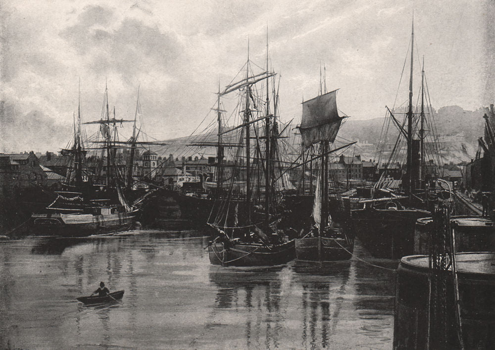 WHITEHAVEN. The Docks. Cumbria. Many sailing ships & boats 1900 old print